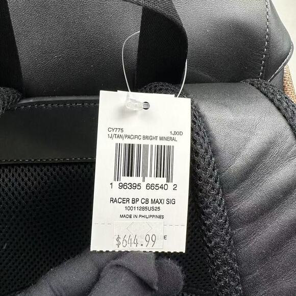 Coach Racer Backpack In Blocked Signature Canvas & Leather Tan/Blue NWT CY775 - Picture 6 of 13